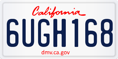CA license plate 6UGH168