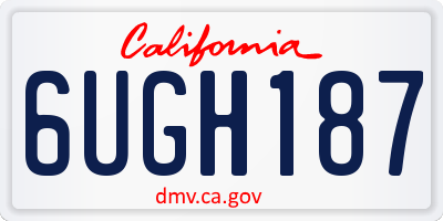 CA license plate 6UGH187