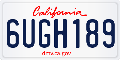 CA license plate 6UGH189