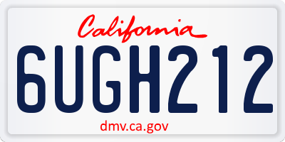 CA license plate 6UGH212