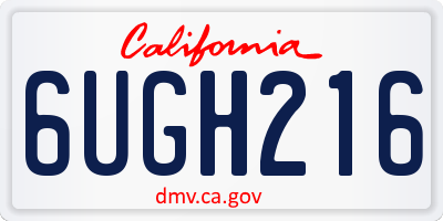 CA license plate 6UGH216