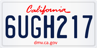 CA license plate 6UGH217