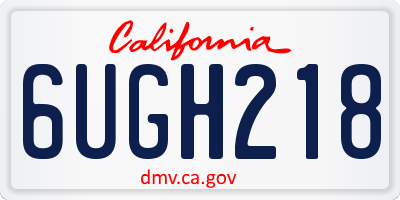 CA license plate 6UGH218