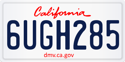 CA license plate 6UGH285