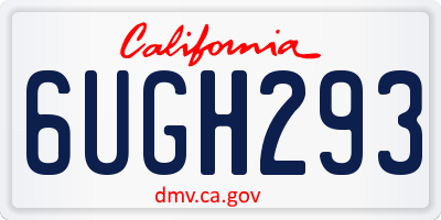 CA license plate 6UGH293