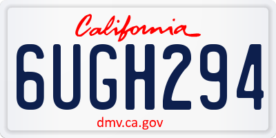 CA license plate 6UGH294