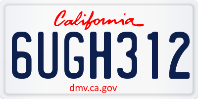CA license plate 6UGH312