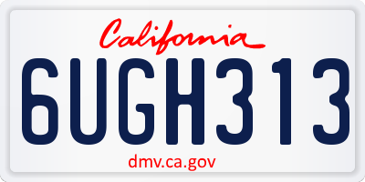 CA license plate 6UGH313
