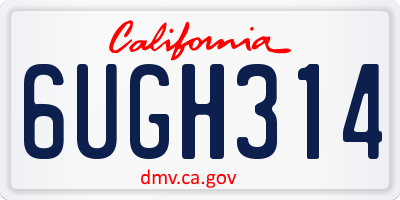 CA license plate 6UGH314