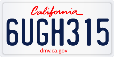 CA license plate 6UGH315
