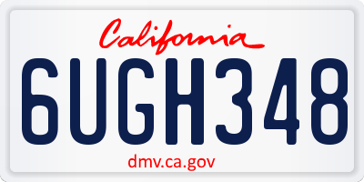 CA license plate 6UGH348