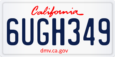 CA license plate 6UGH349
