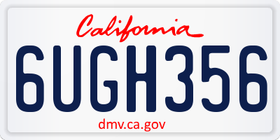 CA license plate 6UGH356
