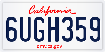 CA license plate 6UGH359