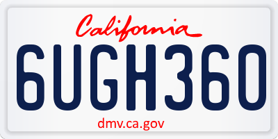 CA license plate 6UGH360