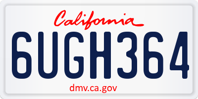 CA license plate 6UGH364