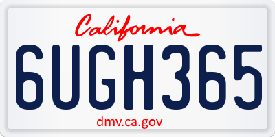 CA license plate 6UGH365