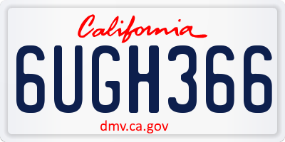 CA license plate 6UGH366