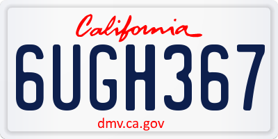 CA license plate 6UGH367
