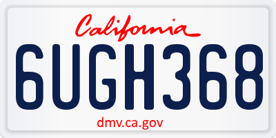 CA license plate 6UGH368