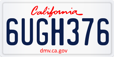 CA license plate 6UGH376