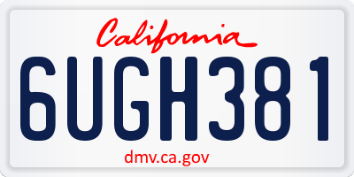 CA license plate 6UGH381