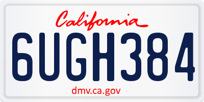 CA license plate 6UGH384