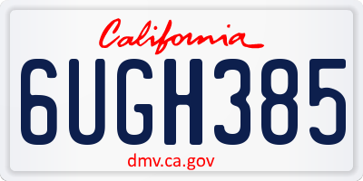 CA license plate 6UGH385
