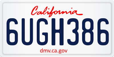 CA license plate 6UGH386