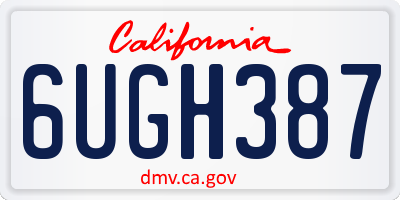 CA license plate 6UGH387
