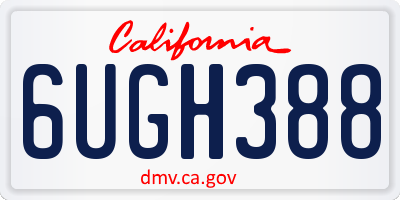 CA license plate 6UGH388