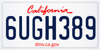 CA license plate 6UGH389