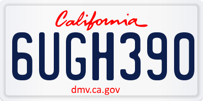 CA license plate 6UGH390