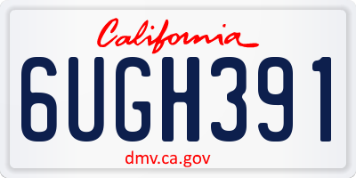 CA license plate 6UGH391