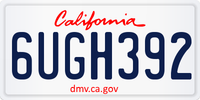 CA license plate 6UGH392