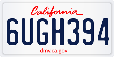 CA license plate 6UGH394