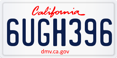 CA license plate 6UGH396
