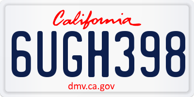 CA license plate 6UGH398