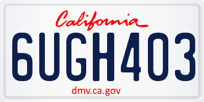 CA license plate 6UGH403