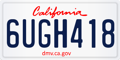 CA license plate 6UGH418