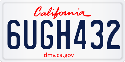 CA license plate 6UGH432