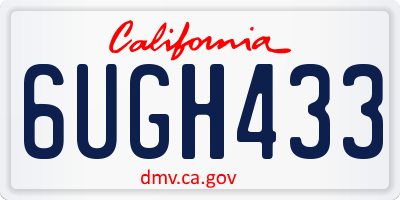 CA license plate 6UGH433
