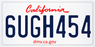 CA license plate 6UGH454
