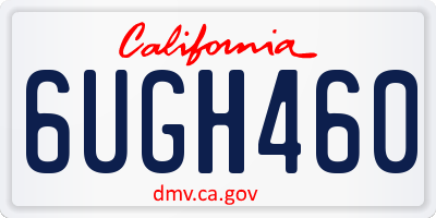 CA license plate 6UGH460