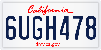 CA license plate 6UGH478