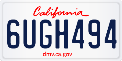 CA license plate 6UGH494