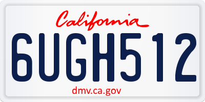CA license plate 6UGH512