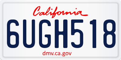 CA license plate 6UGH518