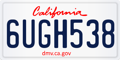 CA license plate 6UGH538