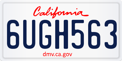 CA license plate 6UGH563